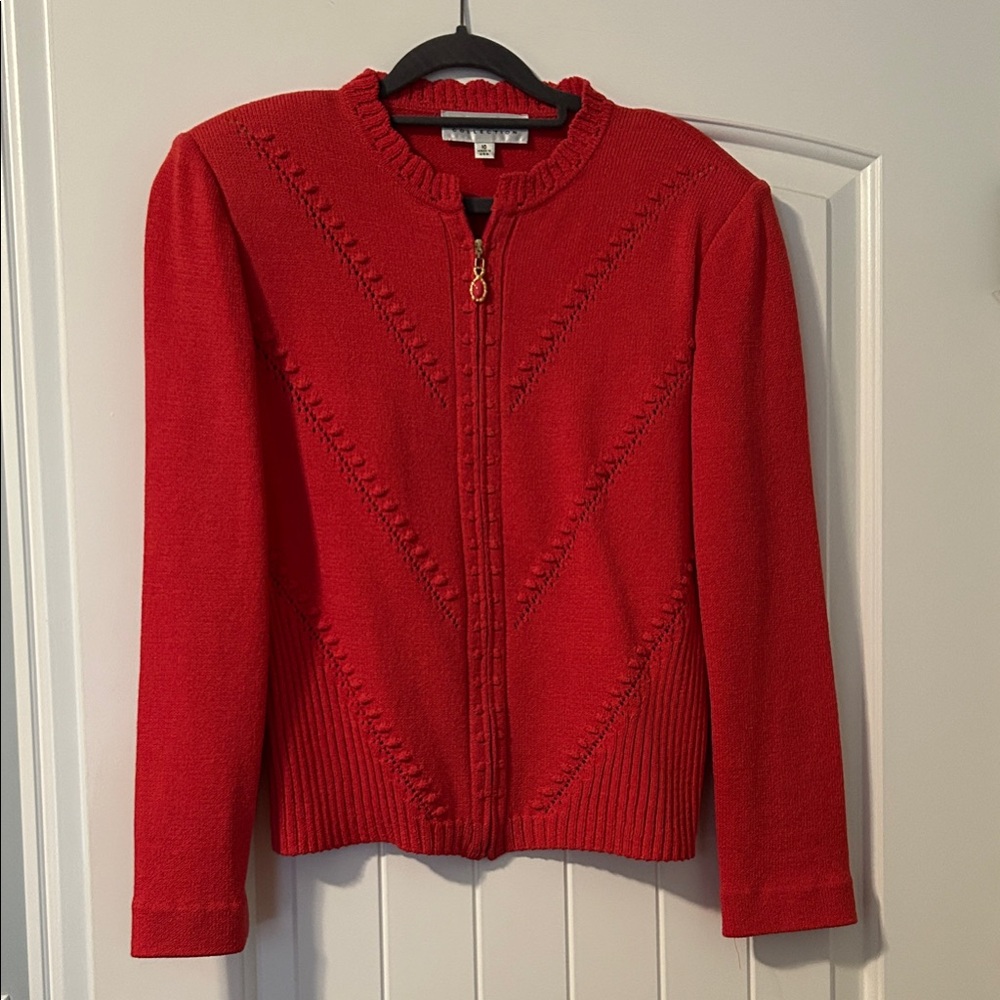 St. John Collection Vibrant Peach Knit Cardigan